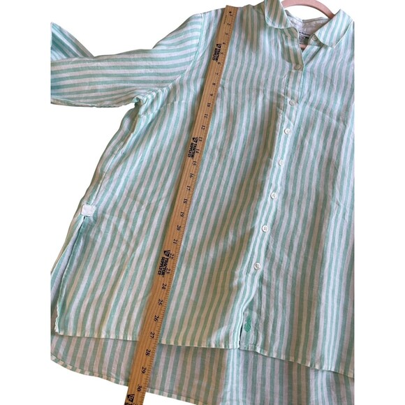 Tommy Bahama Turquoise Linen Button Front Top Size XL Tunic Beach Resort - Picture 12 of 15